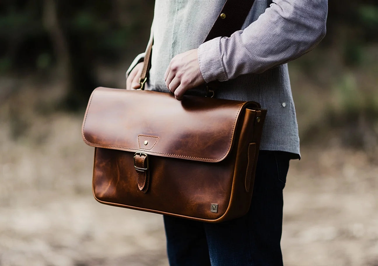 Men's Brown Real Leather Bag Genuine Leather Messenger Bag for Men
