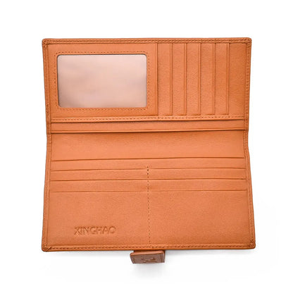 High Quality Long Purse Genuine Leather Card Case Unique Design Wallet With Transparent ID Window