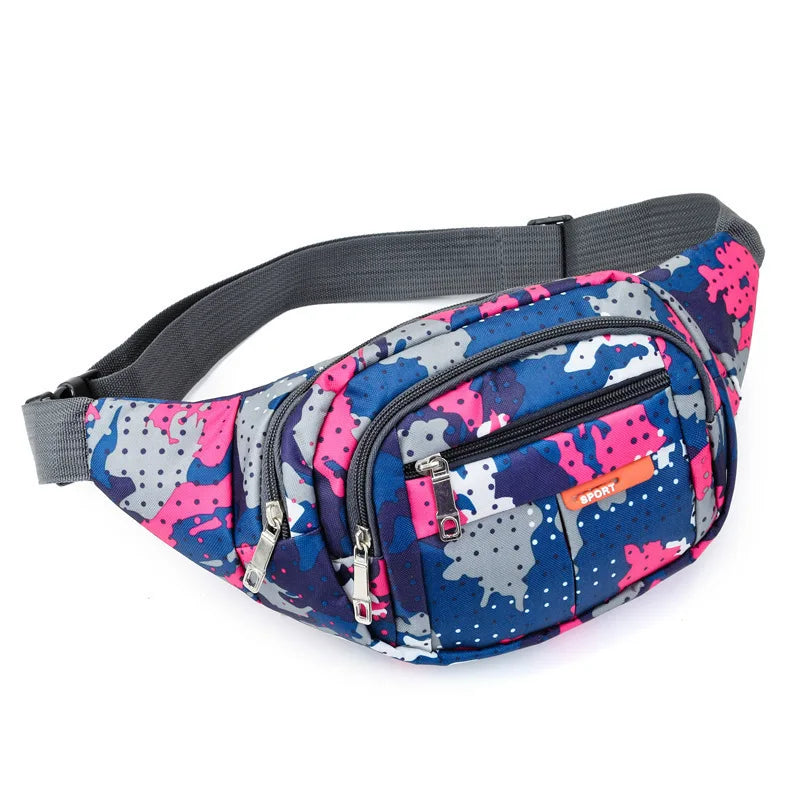 Unisex Breathable Water-Resistant Crossbody Shoulder Waist Bag Zipper Closure Sport Letters Design for Outdoor Sports Daily Use