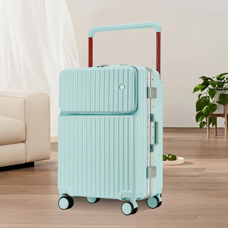 2025 New Unisex High-End Trolley Suitcase with Polyester Lining Waterproof Anti-Theft USB Interface Password Box