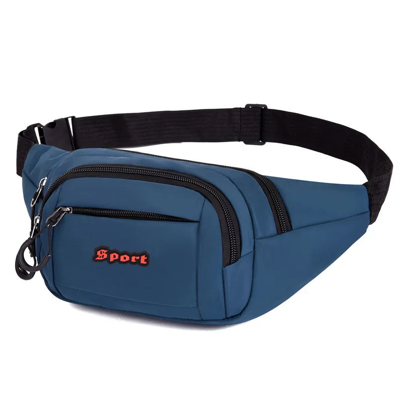 Unisex Breathable Water-Resistant Crossbody Shoulder Waist Bag Zipper Closure Sport Letters Design for Outdoor Sports Daily Use