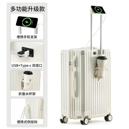Unisex ABS Spinner Luggage Case 24 Inch Strong Durable 28 Trolley Suitcase 20 Boarding Code with USB Interface Waterproof