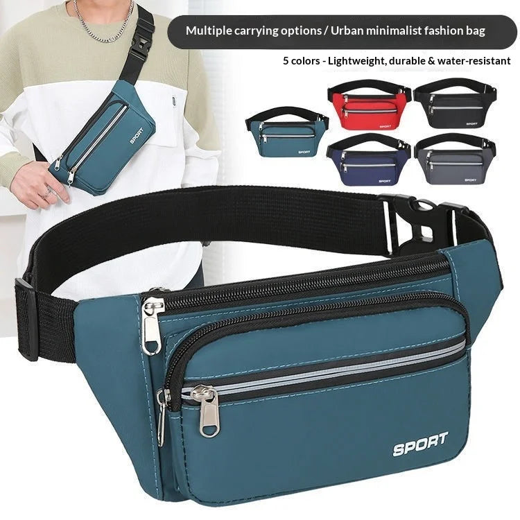Unisex Breathable Water-Resistant Crossbody Shoulder Waist Bag Zipper Closure Sport Letters Design for Outdoor Sports Daily Use