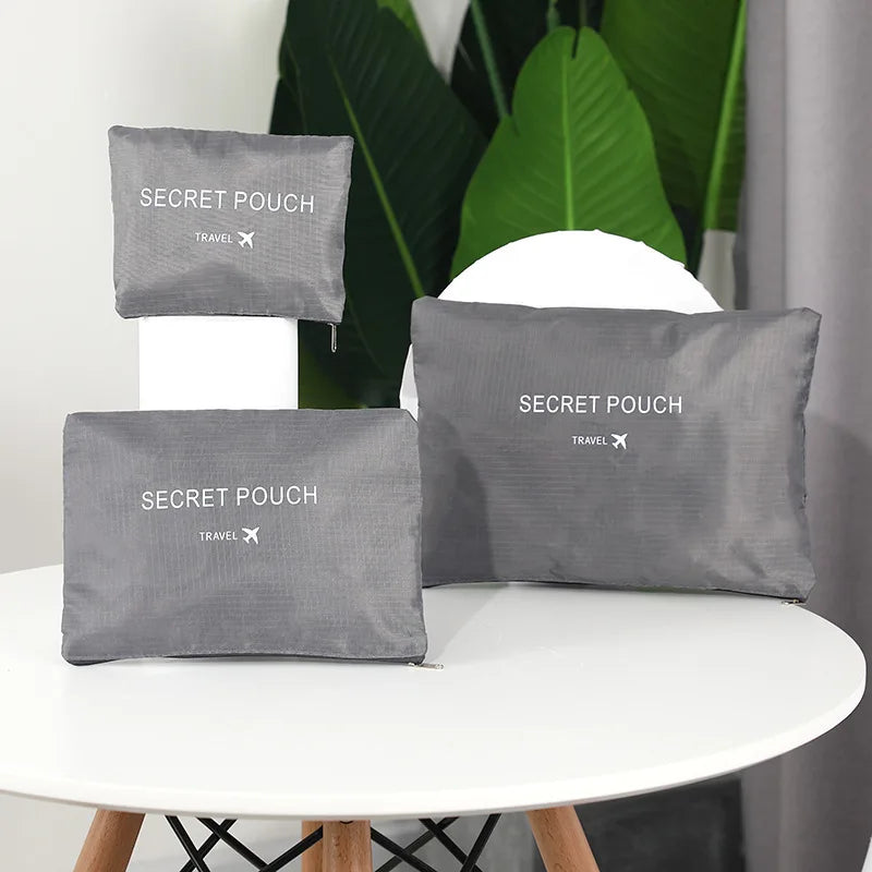 Modern Polyester Travel Storage Bag Set with Zipper Closure Small Six-Piece Luggage for Clothes & Shoes Letter Pattern
