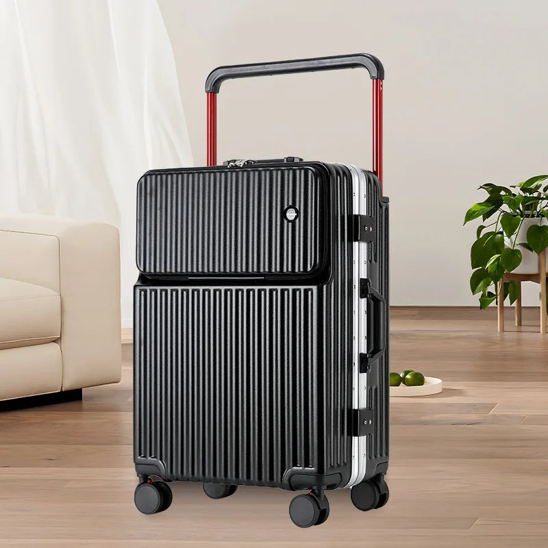 2025 New Unisex High-End Trolley Suitcase with Polyester Lining Waterproof Anti-Theft USB Interface Password Box