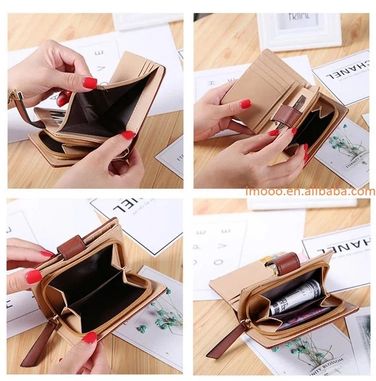 Promotion Hollow Leaves Design Coin & Card Purse Cheap Fancy Women Purses Ladies Short Wallets Long Purse PU Fashion Zipper