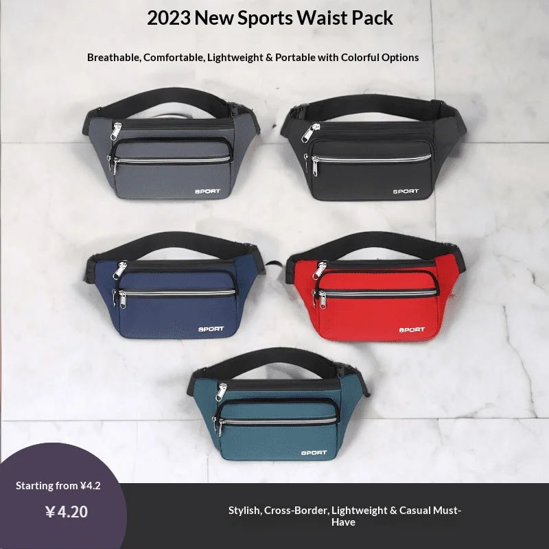 Unisex Breathable Water-Resistant Crossbody Shoulder Waist Bag Zipper Closure Sport Letters Design for Outdoor Sports Daily Use