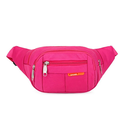 Unisex Breathable Water-Resistant Crossbody Shoulder Waist Bag Zipper Closure Sport Letters Design for Outdoor Sports Daily Use