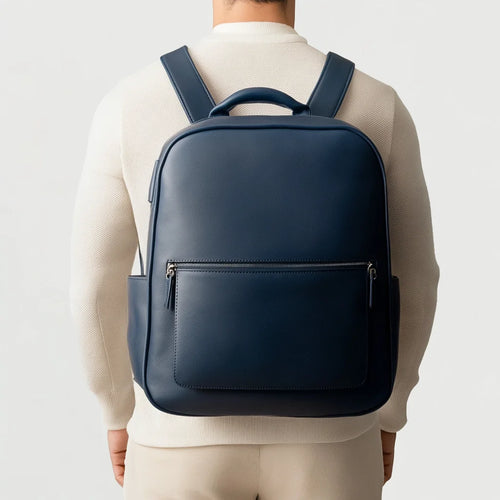 Design Genuine Cowhide Leather Large Laptop Backpack Personalized Business Men Backpack