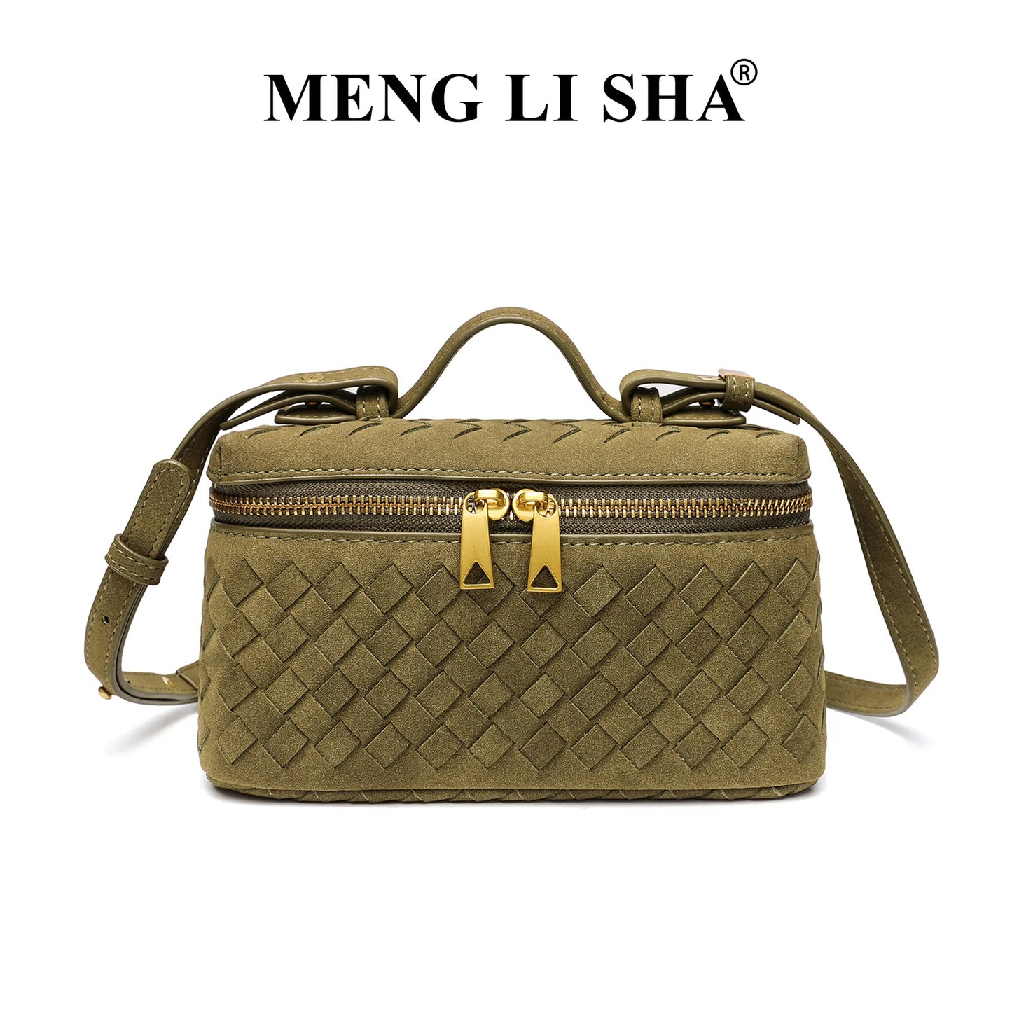 Cross-border Autumn Winter New Vintage Frosted PU Hand-woven Lunch Box Bag Fashionable Shoulder Crossbody Zipper Portable