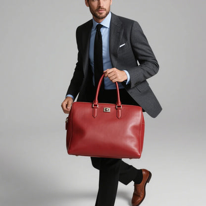 Trendy Blue Smooth Real Leather Bag Men's High Quality Leather Bag Work Handbag on Sale