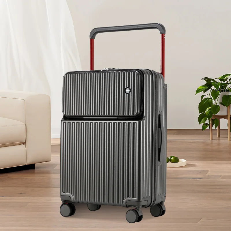 2025 New Unisex High-End Trolley Suitcase with Polyester Lining Waterproof Anti-Theft USB Interface Password Box