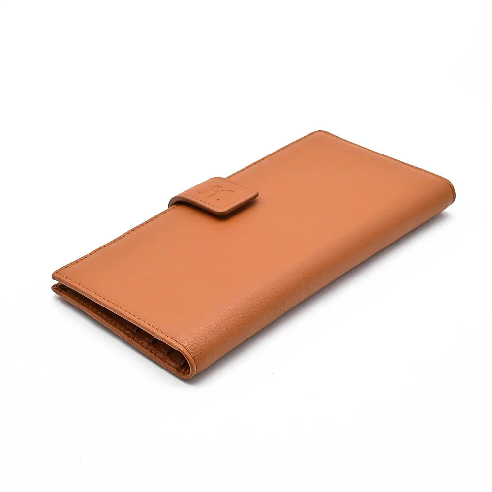 High Quality Long Purse Genuine Leather Card Case Unique Design Wallet With Transparent ID Window