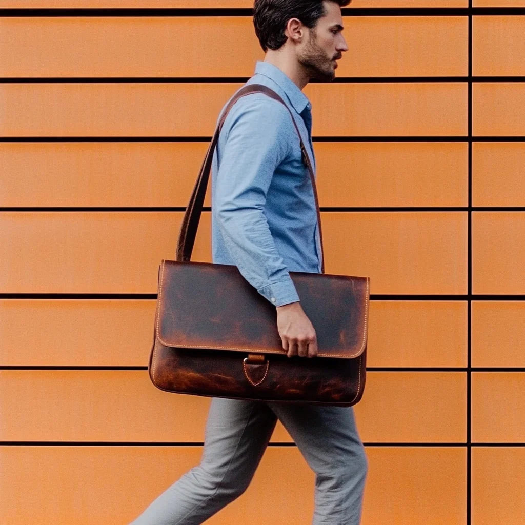 Male Genuine Leather Men's Shoulder Bag Crossbody Bag Leather Bag