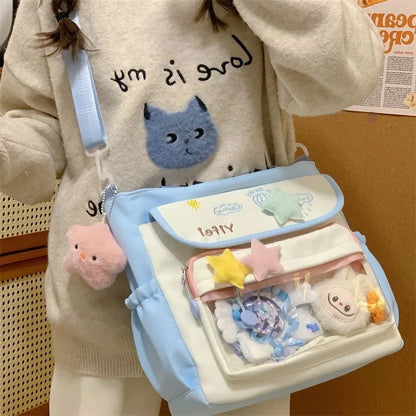 Women's Nylon Shoulder Small Fresh All-Match Pain Book-Carrying Large-Capacity Tote Bag Single Zipper Closure Student Crossbody