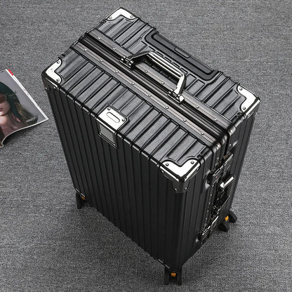 Unisex Student Spinner Suitcase Large Capacity Aluminum Frame Password Box Business Travel Luggage with Universal Wheels