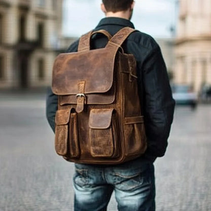 New Design Large Capacity Real Cowhide Bags Multi-functional Laptop Bag Genuine Leather Backpack for Men