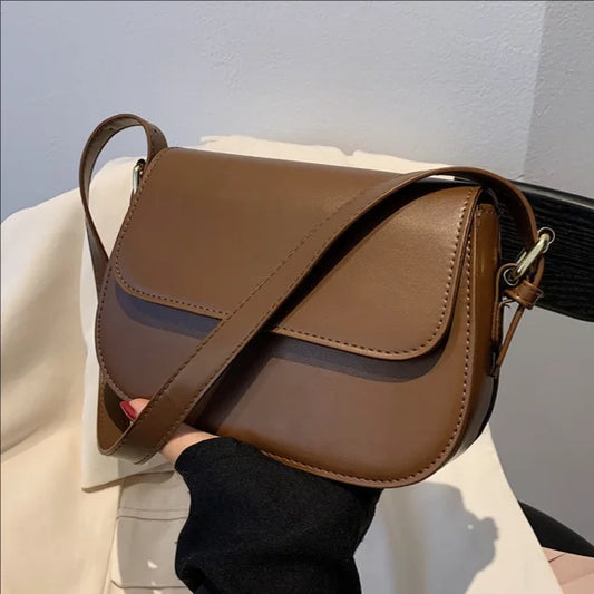 Cross-border Women's Medium PU Shoulder Messenger Bag 2025 New Fashion Elegant Simple Retro Square Design