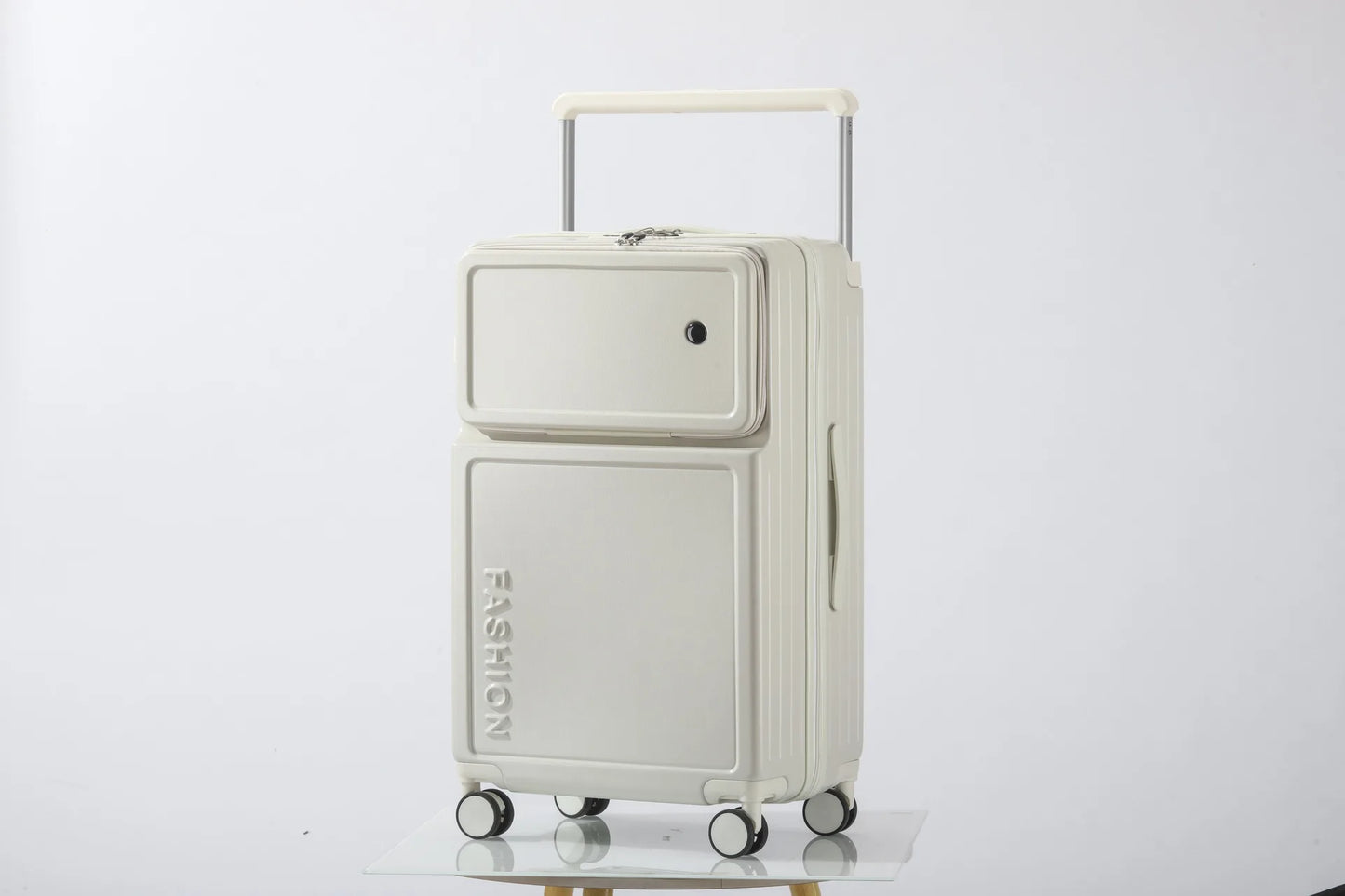 2025 New Large-Capacity Front-Opening Aluminum-Frame Spinner Suitcase ABS+PC Zipper Carry-On Luggage with Lock 20-28 Inch