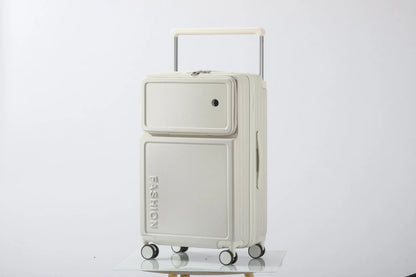 2025 New Large-Capacity Front-Opening Aluminum-Frame Spinner Suitcase ABS+PC Zipper Carry-On Luggage with Lock 20-28 Inch