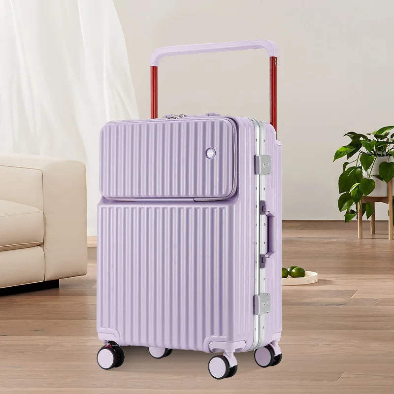 2025 New Unisex High-End Trolley Suitcase with Polyester Lining Waterproof Anti-Theft USB Interface Password Box