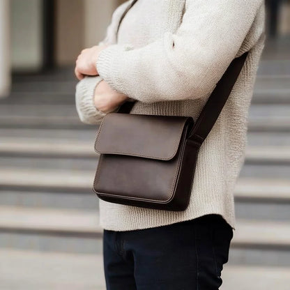 Hot Sale Top Grain Leather Men's Sing Bag High End Leather Shoulder Bag Multi-functional Cross Body Bag