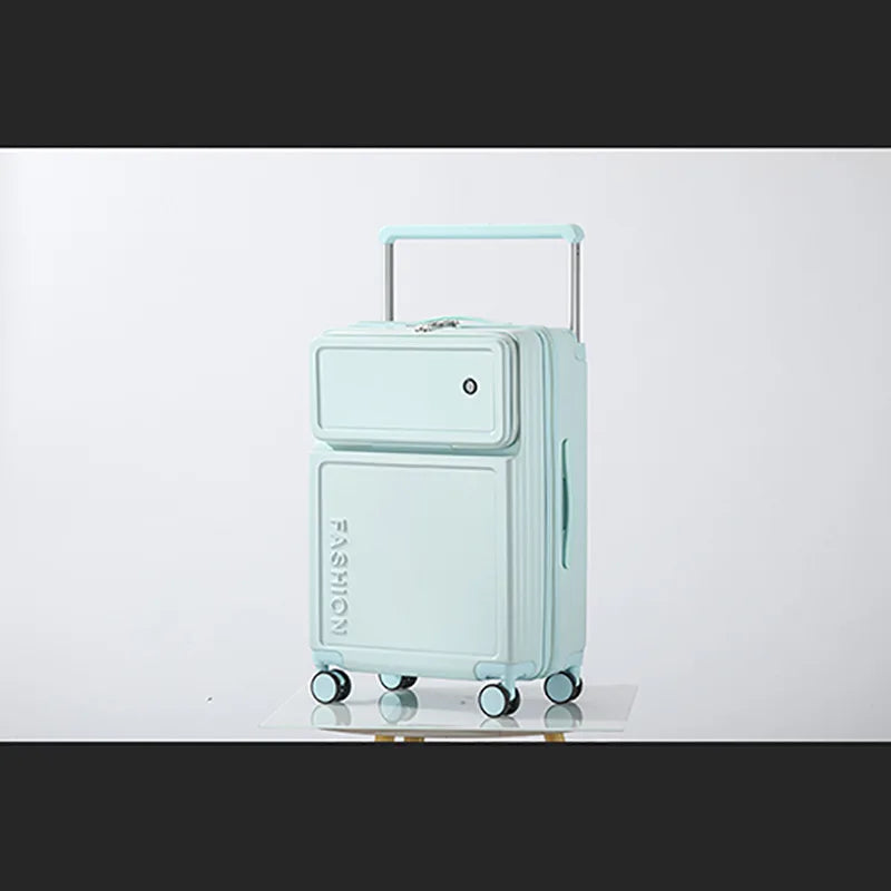 2025 New Large-Capacity Front-Opening Aluminum-Frame Spinner Suitcase ABS+PC Zipper Carry-On Luggage with Lock 20-28 Inch
