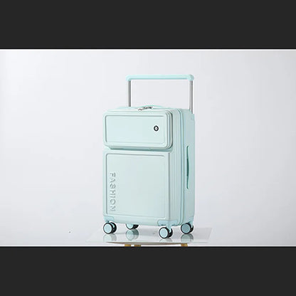2025 New Large-Capacity Front-Opening Aluminum-Frame Spinner Suitcase ABS+PC Zipper Carry-On Luggage with Lock 20-28 Inch