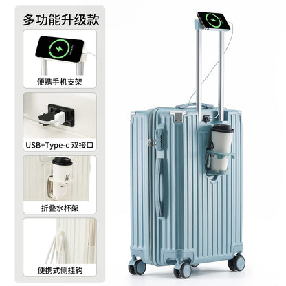 Unisex ABS Spinner Luggage Case 24 Inch Strong Durable 28 Trolley Suitcase 20 Boarding Code with USB Interface Waterproof