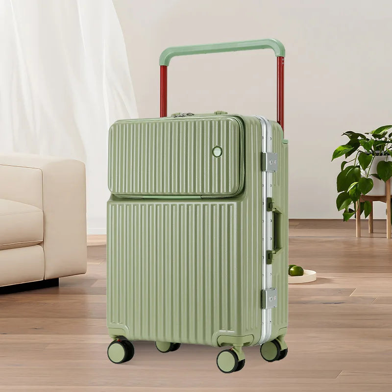 2025 New Unisex High-End Trolley Suitcase with Polyester Lining Waterproof Anti-Theft USB Interface Password Box