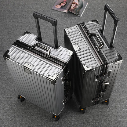 Unisex Student Spinner Suitcase Large Capacity Aluminum Frame Password Box Business Travel Luggage with Universal Wheels
