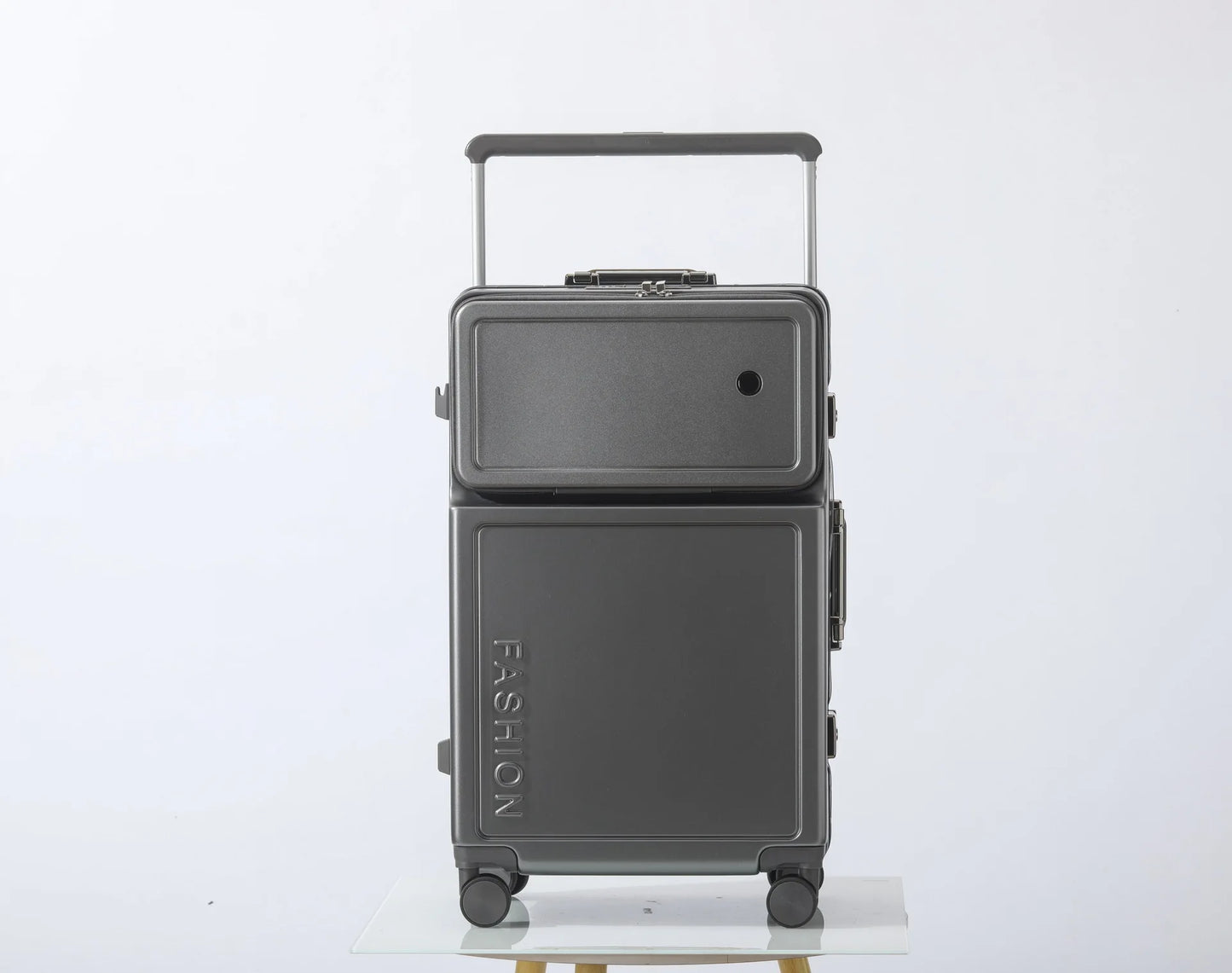 2025 New Large-Capacity Front-Opening Aluminum-Frame Spinner Suitcase ABS+PC Zipper Carry-On Luggage with Lock 20-28 Inch