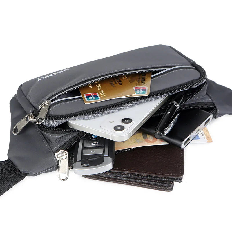 Unisex Breathable Water-Resistant Crossbody Shoulder Waist Bag Zipper Closure Sport Letters Design for Outdoor Sports Daily Use