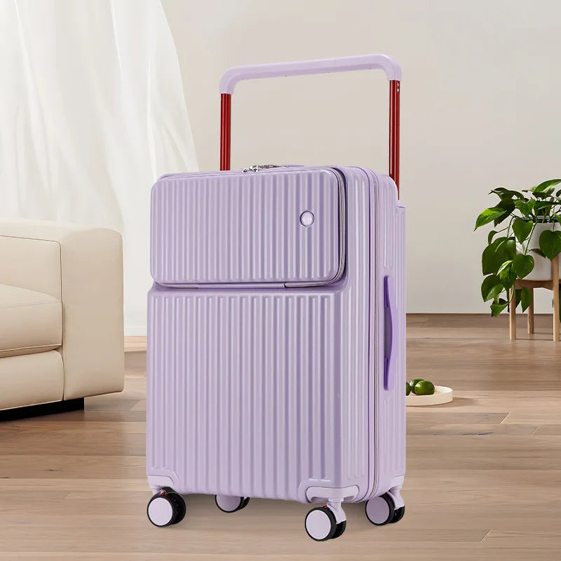 2025 New Unisex High-End Trolley Suitcase with Polyester Lining Waterproof Anti-Theft USB Interface Password Box