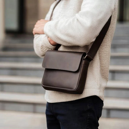 Hot Sale Top Grain Leather Men's Sing Bag High End Leather Shoulder Bag Multi-functional Cross Body Bag