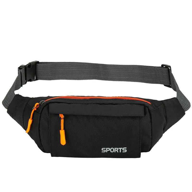 Unisex Breathable Water-Resistant Crossbody Shoulder Waist Bag Zipper Closure Sport Letters Design for Outdoor Sports Daily Use