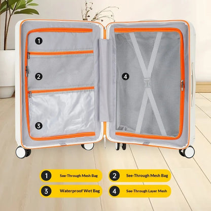 2025 New Unisex High-End Trolley Suitcase with Polyester Lining Waterproof Anti-Theft USB Interface Password Box