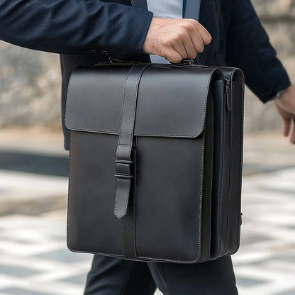 Premium Black Smooth Leather Bag Portable Laptop Backpack High End Genuine Leather Backpack for Men