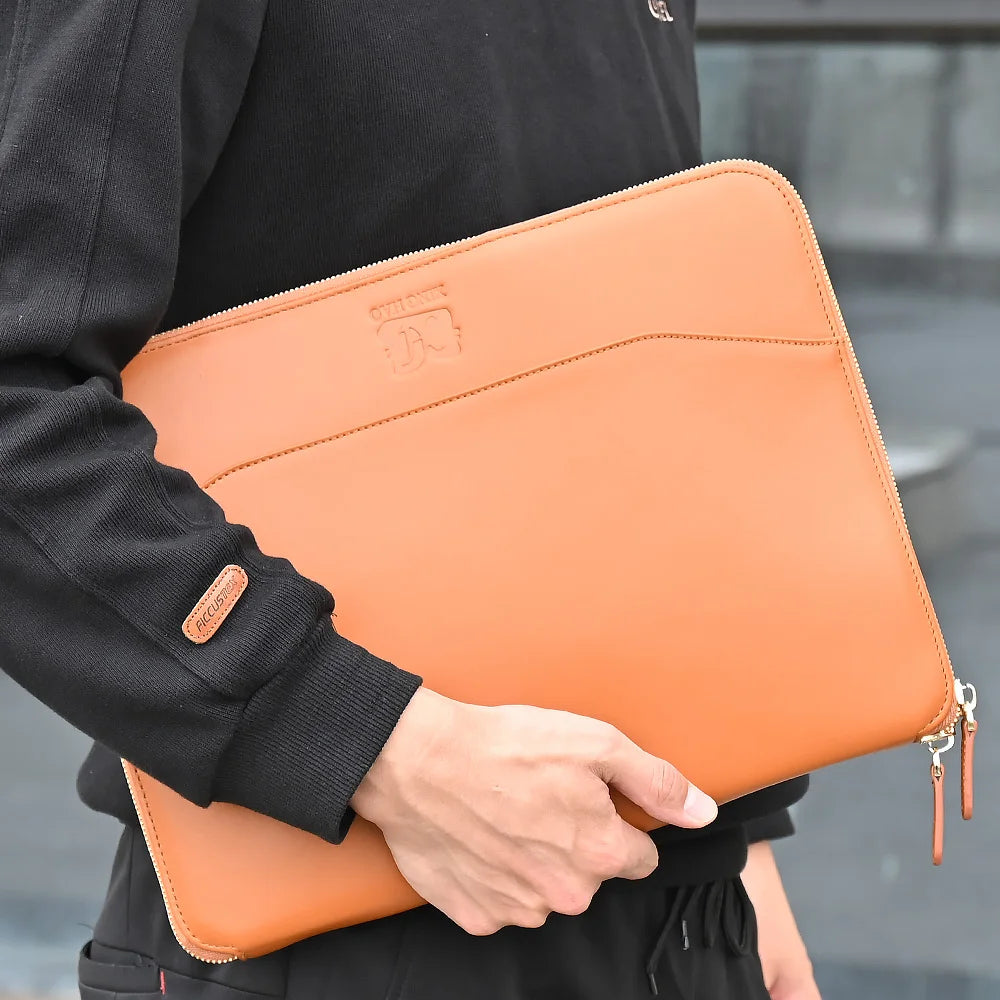 New Design Portable High Quality Leather Portfolio Durable Meeting Notebook Briefcase Bag