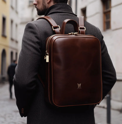 New Vintage Genuine Leather Backpack Business Mens Business Full Grain Leather Backpack