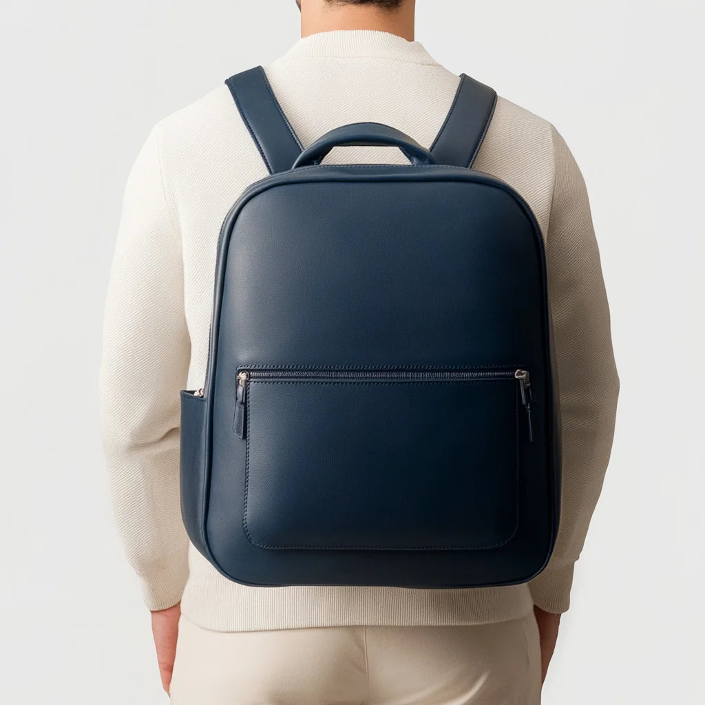 Design Genuine Cowhide Leather Large Laptop Backpack Personalized Business Men Backpack