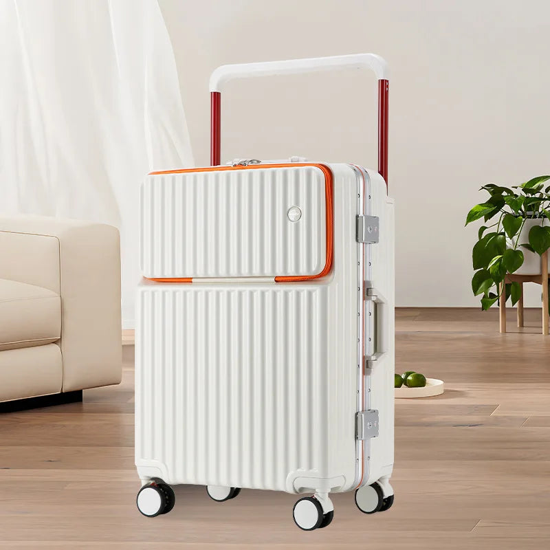 2025 New Unisex High-End Trolley Suitcase with Polyester Lining Waterproof Anti-Theft USB Interface Password Box