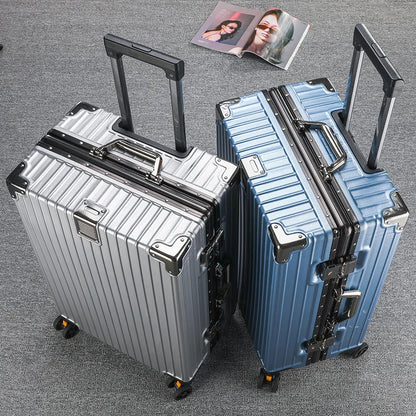 Unisex Student Spinner Suitcase Large Capacity Aluminum Frame Password Box Business Travel Luggage with Universal Wheels