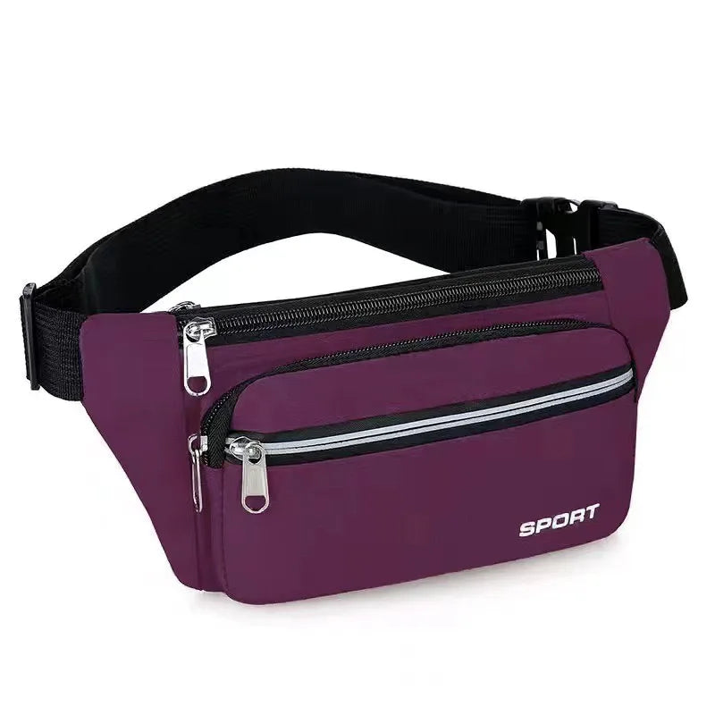 Unisex Breathable Water-Resistant Crossbody Shoulder Waist Bag Zipper Closure Sport Letters Design for Outdoor Sports Daily Use