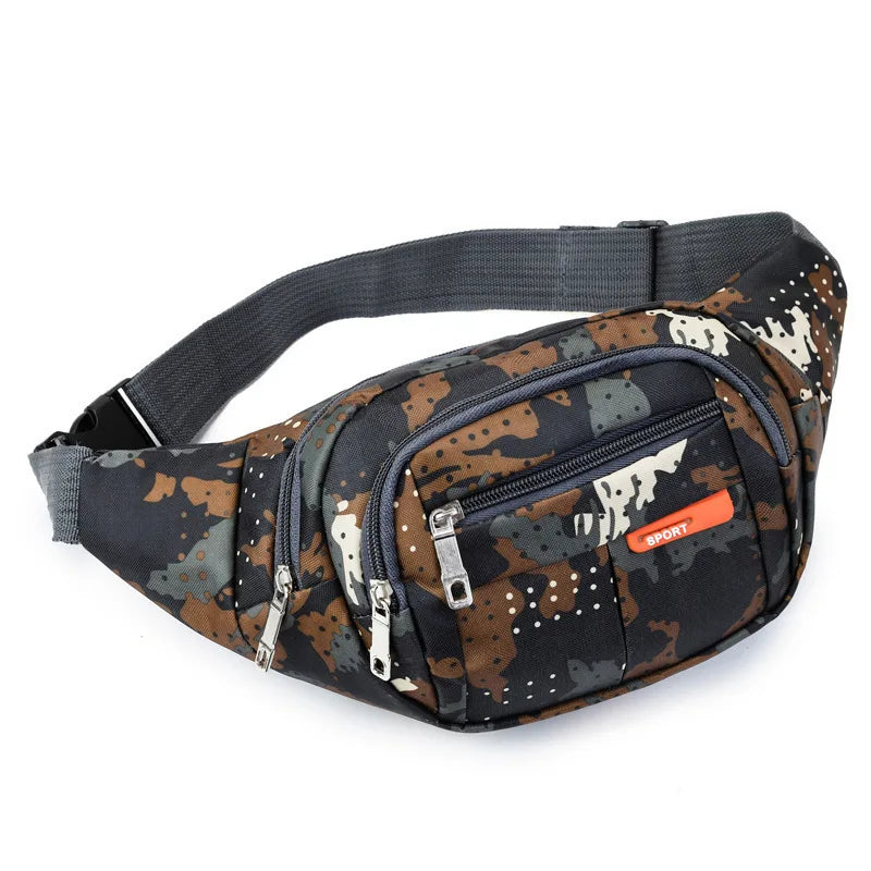 Unisex Breathable Water-Resistant Crossbody Shoulder Waist Bag Zipper Closure Sport Letters Design for Outdoor Sports Daily Use