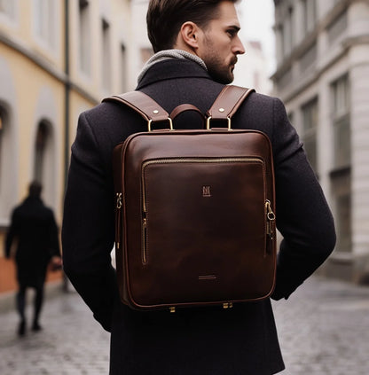 New Vintage Genuine Leather Backpack Business Mens Business Full Grain Leather Backpack