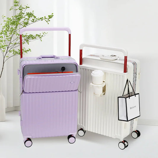 2025 New Unisex High-End Trolley Suitcase with Polyester Lining Waterproof Anti-Theft USB Interface Password Box
