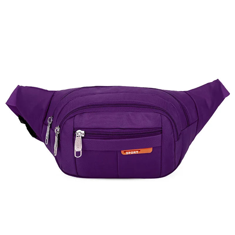Unisex Breathable Water-Resistant Crossbody Shoulder Waist Bag Zipper Closure Sport Letters Design for Outdoor Sports Daily Use