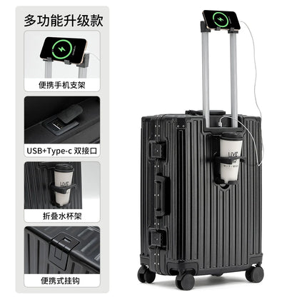 Unisex ABS Spinner Luggage Case 24 Inch Strong Durable 28 Trolley Suitcase 20 Boarding Code with USB Interface Waterproof