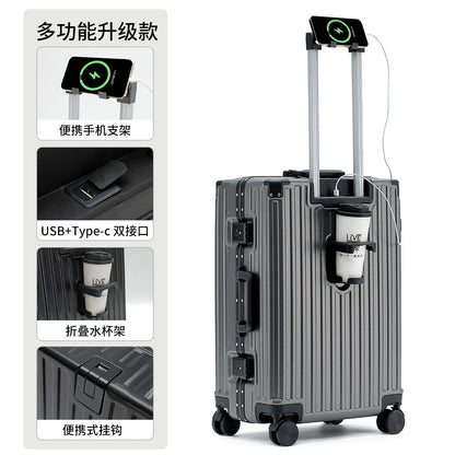 Unisex ABS Spinner Luggage Case 24 Inch Strong Durable 28 Trolley Suitcase 20 Boarding Code with USB Interface Waterproof